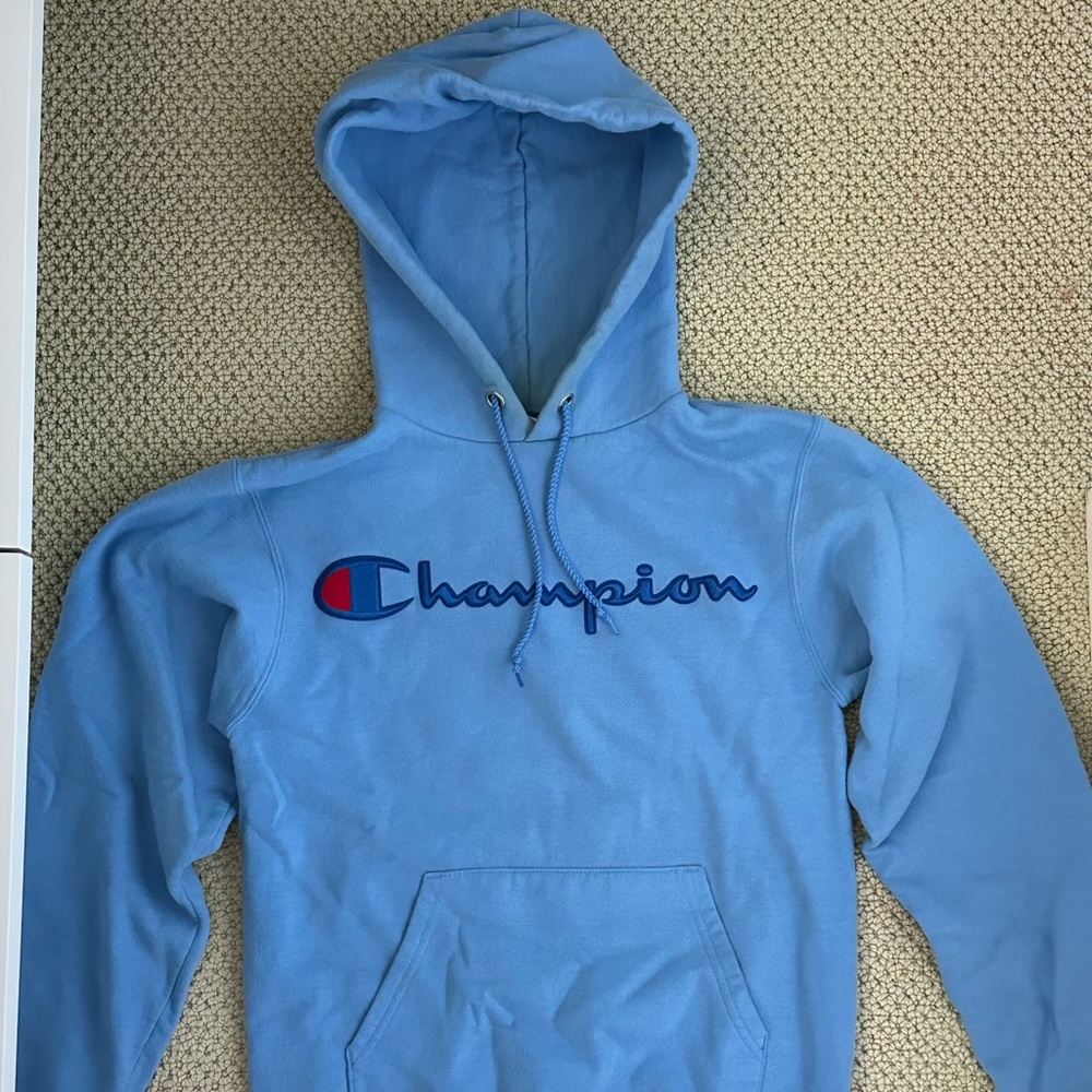 Light blue urban outfitters champion hoodie XS